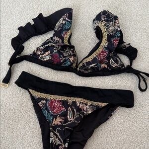 Floral Black Bikini Set